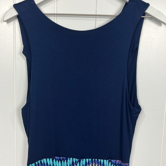Gilli Womens Maxi Tank Dress XL Navy Bodice Turquoise Pink Skirt Abstract Print - Picture 8 of 12